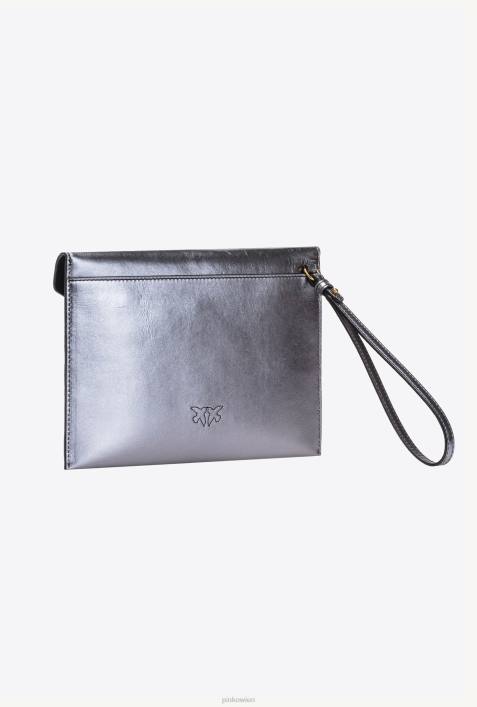 Clutch-Taschen | Pinko Silber-Antikgold laminierter FlachbeutelZ4ZP1202