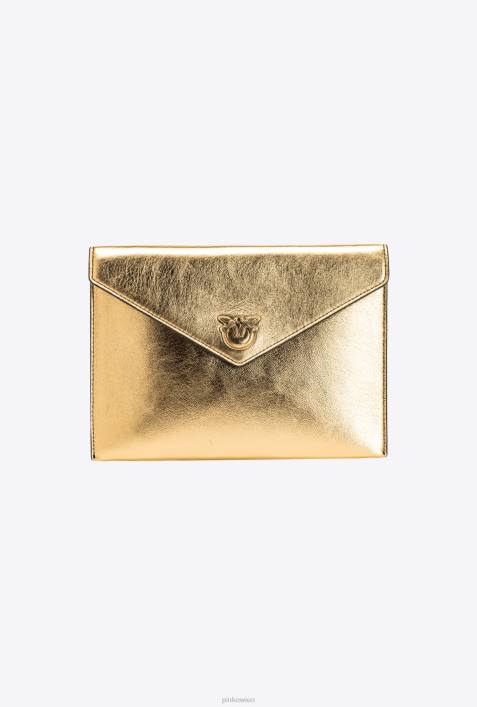 Clutch-Taschen | Pinko antikes Gold laminierter FlachbeutelZ4ZP1203