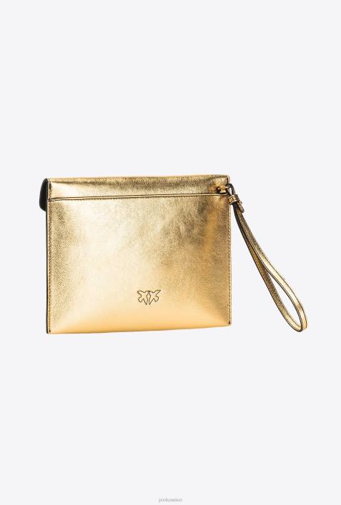 Clutch-Taschen | Pinko antikes Gold laminierter FlachbeutelZ4ZP1203