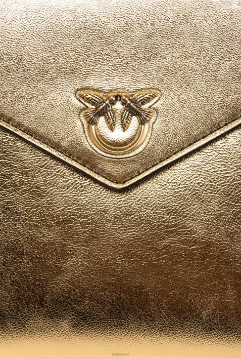 Clutch-Taschen | Pinko antikes Gold laminierter FlachbeutelZ4ZP1203