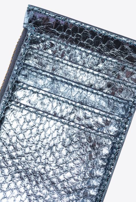 Clutch-Taschen | Pinko hellblau-glänzendes Gold Galleria-Kartenetui mit Reißverschluss aus laminiertem ReptilienlederZ4ZP1179