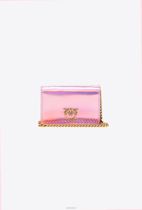 Clutch-Taschen | Pinko irisierendes Rosa-Altgold Galleria Kartenetui mit schillerndem SchulterriemenZ4ZP1177