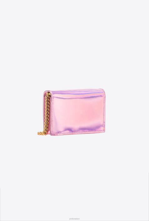Clutch-Taschen | Pinko irisierendes Rosa-Altgold Galleria Kartenetui mit schillerndem SchulterriemenZ4ZP1177
