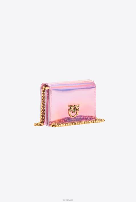 Clutch-Taschen | Pinko irisierendes Rosa-Altgold Galleria Kartenetui mit schillerndem SchulterriemenZ4ZP1177