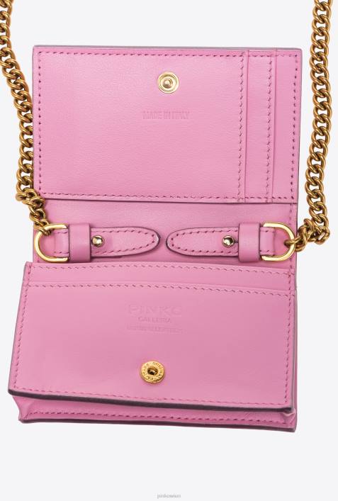 Clutch-Taschen | Pinko irisierendes Rosa-Altgold Galleria Kartenetui mit schillerndem SchulterriemenZ4ZP1177