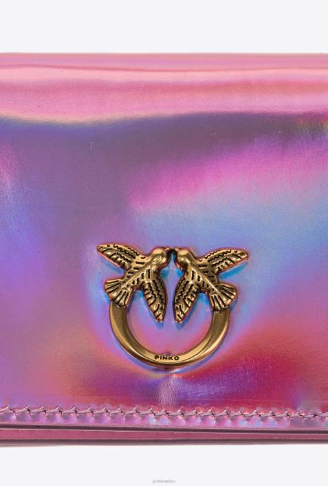 Clutch-Taschen | Pinko irisierendes Rosa-Altgold Galleria Kartenetui mit schillerndem SchulterriemenZ4ZP1177