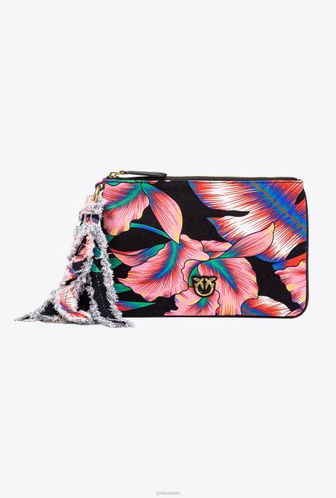 Clutch-Taschen | Pinko multi. Schwarz Rot Flache Tasche aus recyceltem Canvas mit AufdruckZ4ZP1277