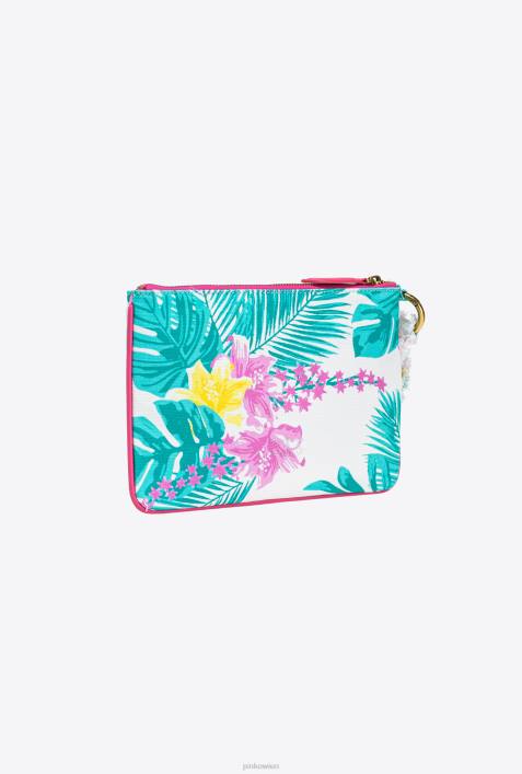 Clutch-Taschen | Pinko multi. Weiß Gelb Flache Tasche aus recyceltem Canvas mit AufdruckZ4ZP1276