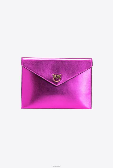 Clutch-Taschen | Pinko rosa-antikgold laminierter FlachbeutelZ4ZP1201