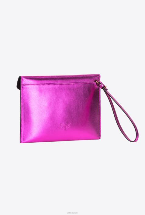 Clutch-Taschen | Pinko rosa-antikgold laminierter FlachbeutelZ4ZP1201