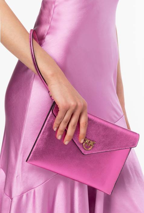 Clutch-Taschen | Pinko rosa-antikgold laminierter FlachbeutelZ4ZP1201