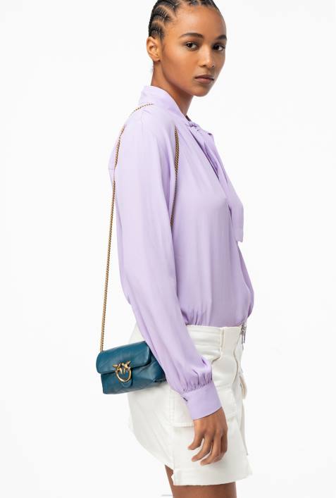 Microlove-Taschen | Pinko Blaugrün-Antikgold Micro Love Bag PuffZ4ZP1228
