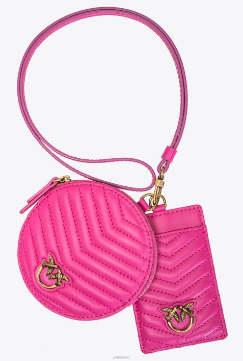 Microlove-Taschen | Pinko Fuchsia-Antikgold Halskette Mini Love Bag ChevronZ4ZP1253
