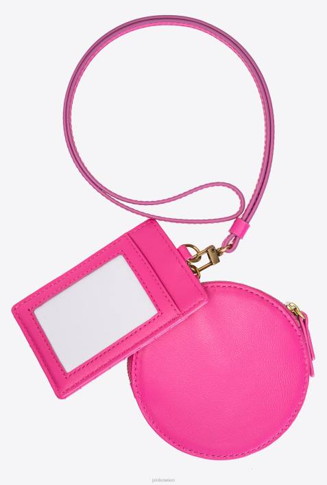 Microlove-Taschen | Pinko Fuchsia-Antikgold Halskette Mini Love Bag ChevronZ4ZP1253