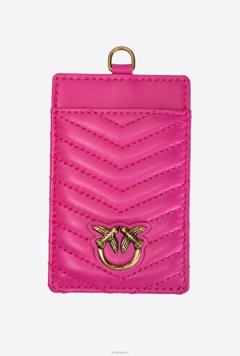Microlove-Taschen | Pinko Fuchsia-Antikgold Halskette Mini Love Bag ChevronZ4ZP1253