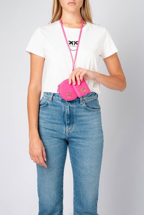 Microlove-Taschen | Pinko Fuchsia-Antikgold Halskette Mini Love Bag ChevronZ4ZP1253