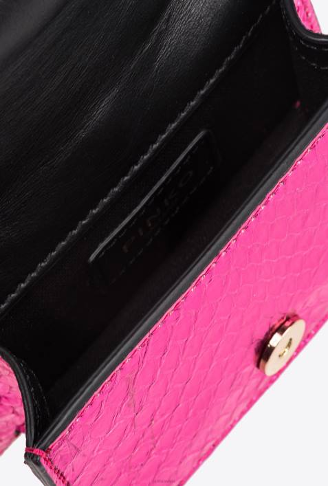 Microlove-Taschen | Pinko Fuchsia-glänzendes Gold Galleria laminierte Reptilien-Micro-Love-Bag OneZ4ZP1235