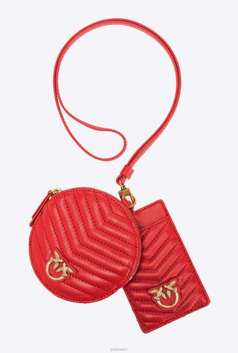 Microlove-Taschen | Pinko Granatrot-Antikgold Brustbeutel mit Chevron-MotivZ4ZP1251