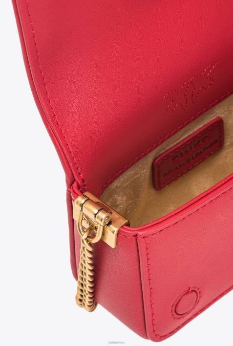 Microlove-Taschen | Pinko Granatrot-Antikgold Micro Love Bag Click voller StrassZ4ZP1219