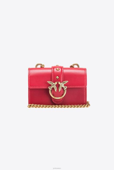 Microlove-Taschen | Pinko Granatrot-Antikgold Micro Love Bag One einfachZ4ZP1204