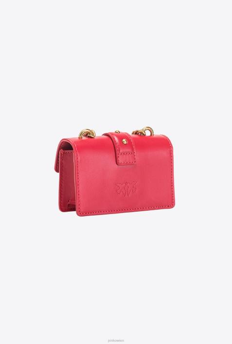Microlove-Taschen | Pinko Granatrot-Antikgold Micro Love Bag One einfachZ4ZP1204