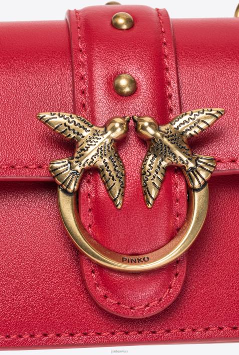 Microlove-Taschen | Pinko Granatrot-Antikgold Micro Love Bag One einfachZ4ZP1204