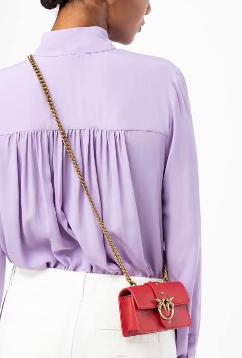Microlove-Taschen | Pinko Granatrot-Antikgold Micro Love Bag One einfachZ4ZP1204