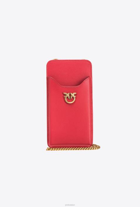 Microlove-Taschen | Pinko Granatrot-Antikgold Smartphone-Halter aus LederZ4ZP1239