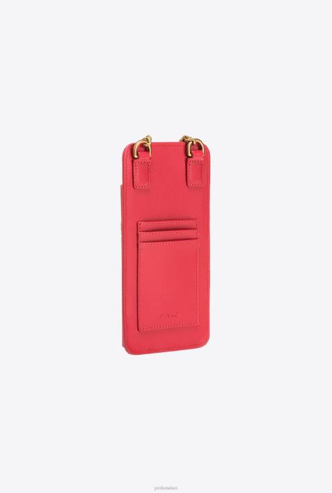 Microlove-Taschen | Pinko Granatrot-Antikgold Smartphone-Halter aus LederZ4ZP1239