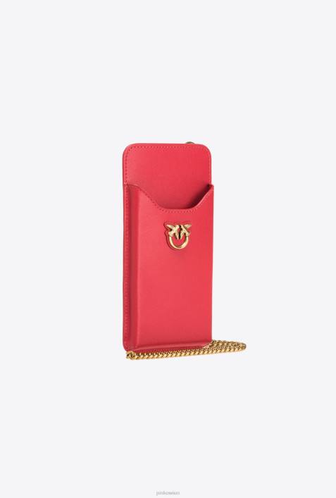 Microlove-Taschen | Pinko Granatrot-Antikgold Smartphone-Halter aus LederZ4ZP1239