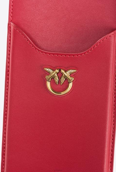 Microlove-Taschen | Pinko Granatrot-Antikgold Smartphone-Halter aus LederZ4ZP1239