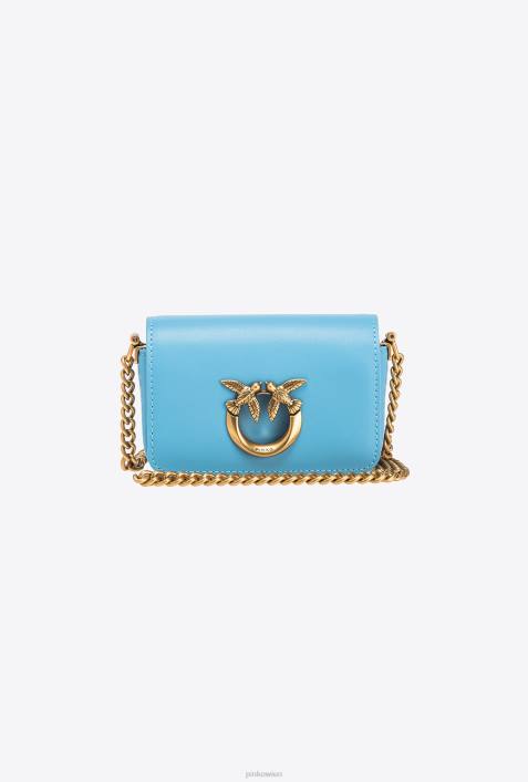Microlove-Taschen | Pinko Himmelblau-Antikgold Micro Love Bag einfach klickenZ4ZP1221