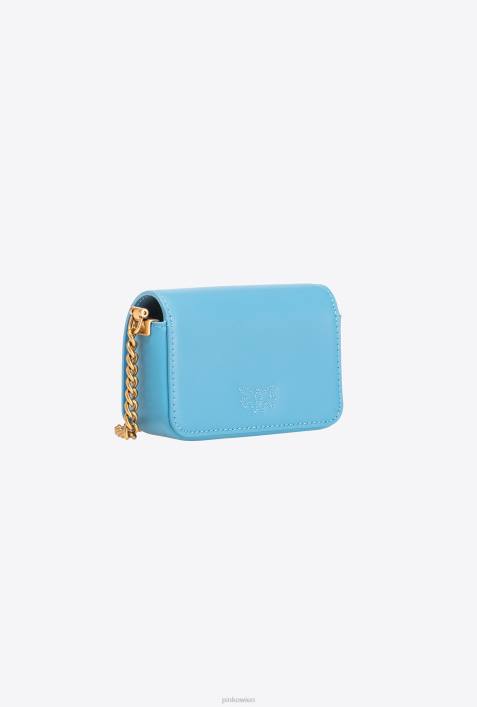 Microlove-Taschen | Pinko Himmelblau-Antikgold Micro Love Bag einfach klickenZ4ZP1221