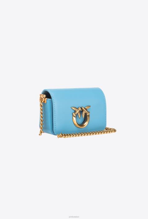 Microlove-Taschen | Pinko Himmelblau-Antikgold Micro Love Bag einfach klickenZ4ZP1221