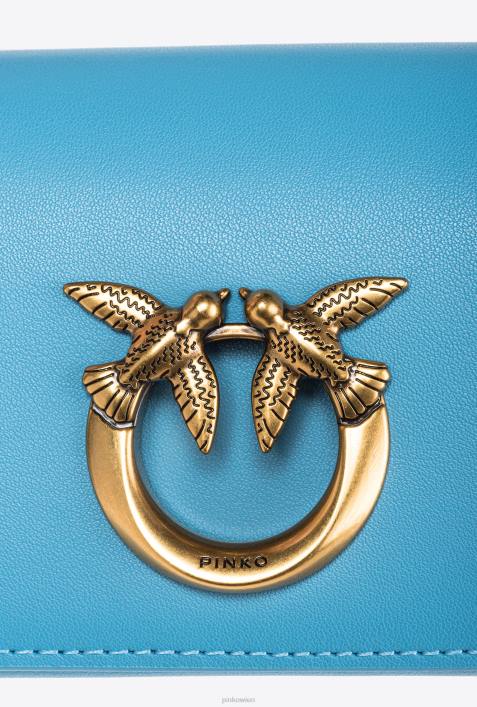 Microlove-Taschen | Pinko Himmelblau-Antikgold Micro Love Bag einfach klickenZ4ZP1221