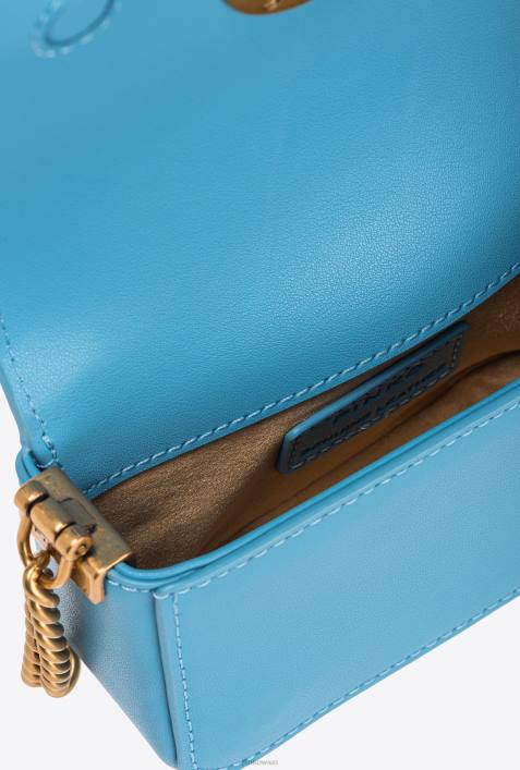 Microlove-Taschen | Pinko Himmelblau-Antikgold Micro Love Bag einfach klickenZ4ZP1221