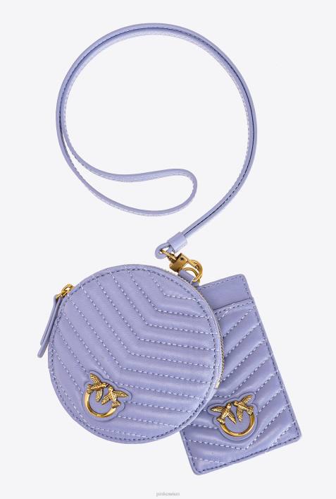 Microlove-Taschen | Pinko Lavendel-Antikgold Halskette Mini Love Bag ChevronZ4ZP1252