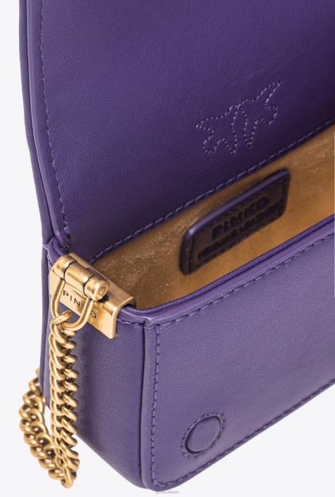 Microlove-Taschen | Pinko Plumeria-Lila-Antikgold Micro Love Bag Click voller StrassZ4ZP1218
