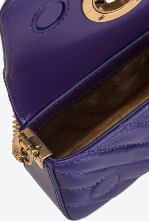 Microlove-Taschen | Pinko Plumeria-Lila-Antikgold Mikro-Love-Bag mit Click-Chevron-NietenZ4ZP1216
