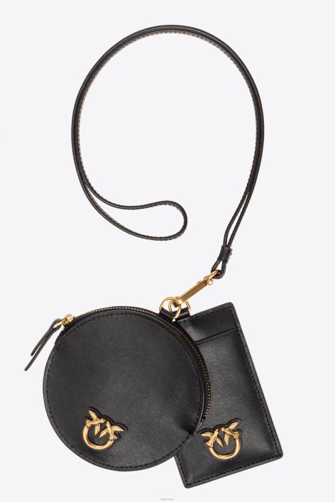 Microlove-Taschen | Pinko Schwarz-Antikgold Brustbeutel aus LederZ4ZP1258