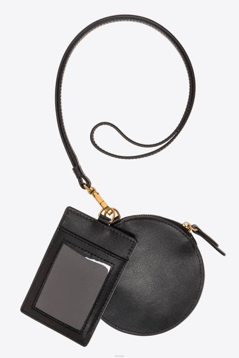 Microlove-Taschen | Pinko Schwarz-Antikgold Brustbeutel aus LederZ4ZP1258