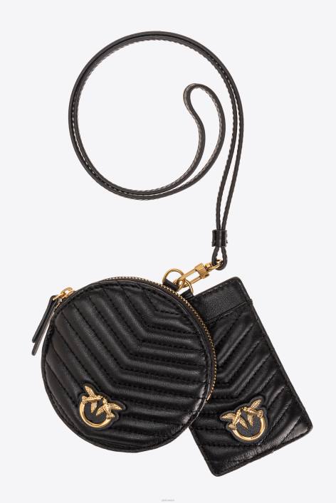 Microlove-Taschen | Pinko Schwarz-Antikgold Brustbeutel mit Chevron-MotivZ4ZP1250