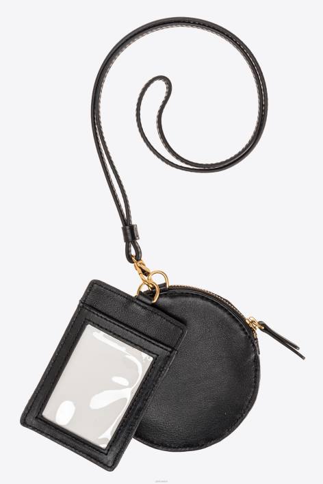 Microlove-Taschen | Pinko Schwarz-Antikgold Brustbeutel mit Chevron-MotivZ4ZP1250
