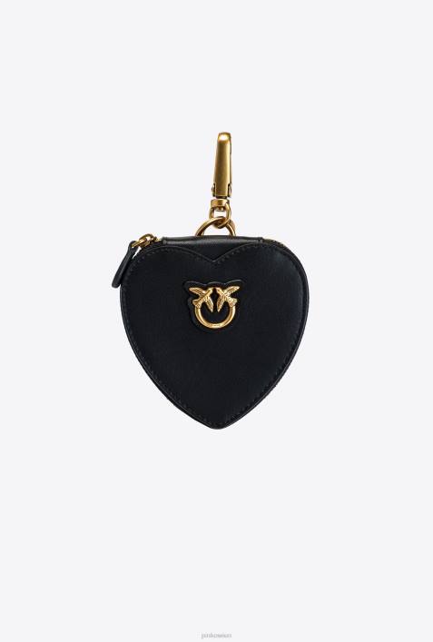 Microlove-Taschen | Pinko Schwarz-Antikgold Herzförmiger Anhänger mit SpiegelZ4ZP1247