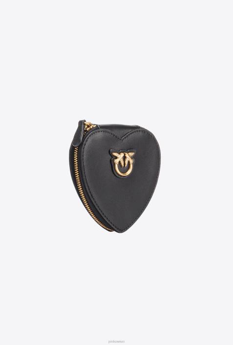 Microlove-Taschen | Pinko Schwarz-Antikgold Herzförmiger Anhänger mit SpiegelZ4ZP1247