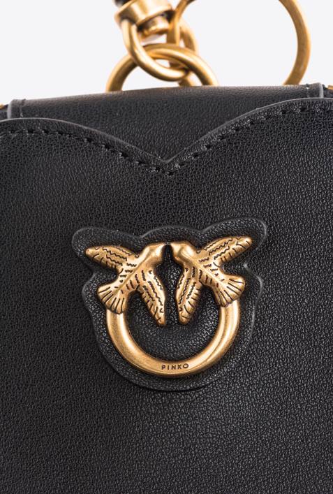 Microlove-Taschen | Pinko Schwarz-Antikgold Herzförmiger Anhänger mit SpiegelZ4ZP1247