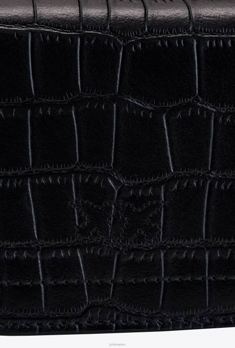 Microlove-Taschen | Pinko Schwarz-Antikgold Micro Love Bag Bell KrokoZ4ZP1236