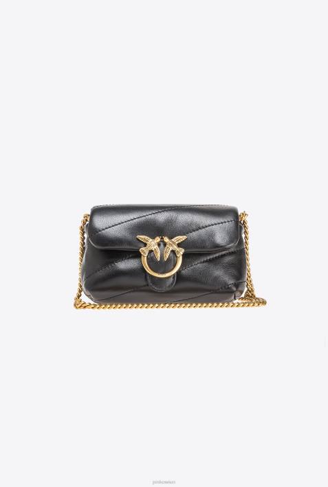 Microlove-Taschen | Pinko Schwarz-Antikgold Micro Love Bag PuffZ4ZP1229