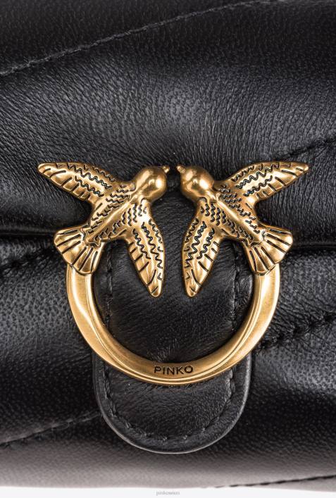 Microlove-Taschen | Pinko Schwarz-Antikgold Micro Love Bag PuffZ4ZP1229