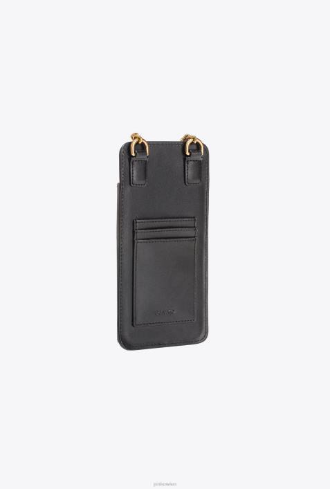 Microlove-Taschen | Pinko Schwarz-Antikgold Smartphone-Halter aus LederZ4ZP1238